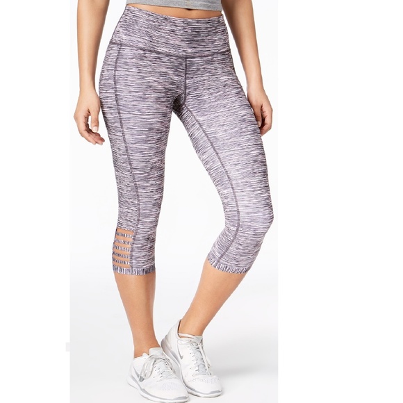 Ideology Womens Cutout Leggings Black Space Dye